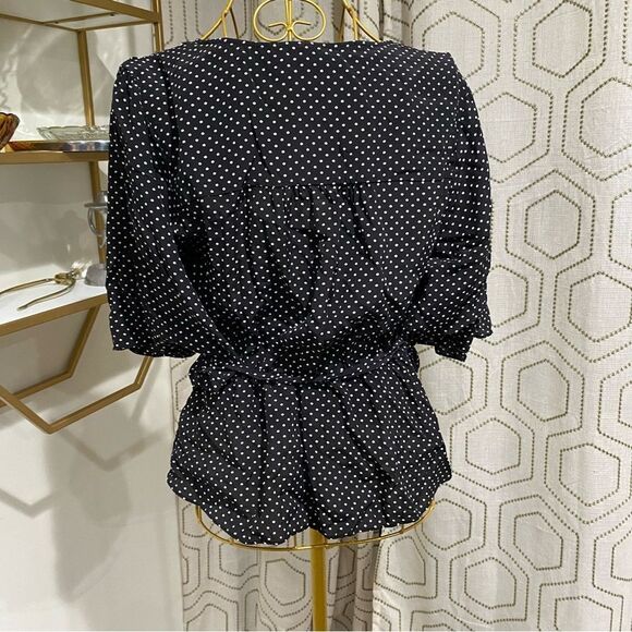 7 for all mankind Polka Dot Wrap Blouse Size M - Picture 5 of 7